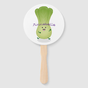 Cute baby bok choy cartoon illustration hand fan