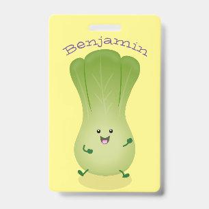 Cute baby bok choy cartoon illustration ID badge