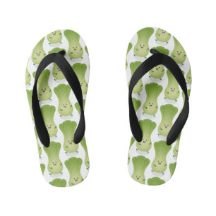 Cute baby bok choy cartoon illustration kid's thongs