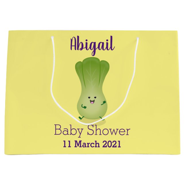 Cute baby bok choy cartoon illustration large gift bag (Front)