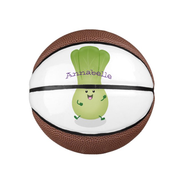 Cute baby bok choy cartoon illustration mini basketball (Front)