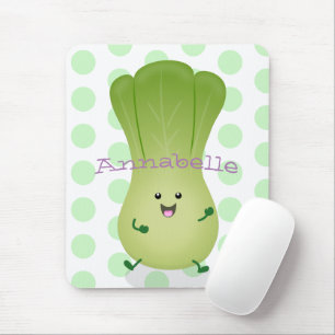Cute baby bok choy cartoon illustration mouse pad