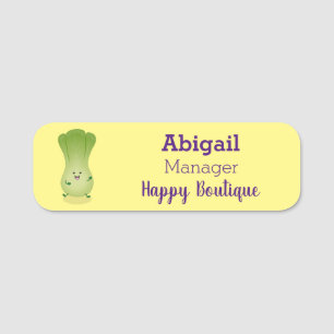 Cute baby bok choy cartoon illustration name tag