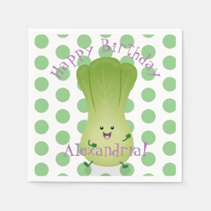 Cute baby bok choy cartoon illustration napkin