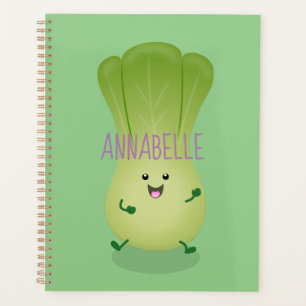 Cute baby bok choy cartoon illustration planner