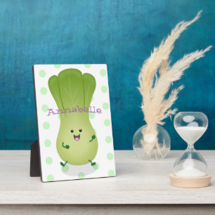 Cute baby bok choy cartoon illustration plaque
