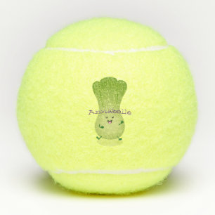 Cute baby bok choy cartoon illustration tennis balls