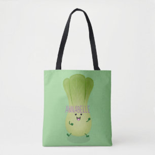 Cute baby bok choy cartoon illustration tote bag