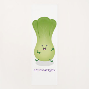 Cute baby bok choy cartoon illustration yoga mat