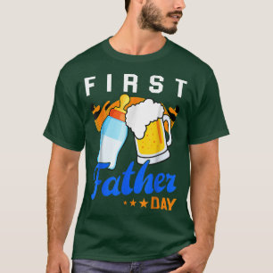 Cute Baby Bottles And Beer First Father's Day Dadd T-Shirt