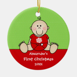Cute Baby Boy Baby's First Christmas Ornament