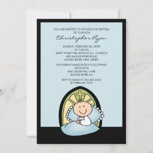Cute Baby Boy Baptism Christening Inviation Invitation