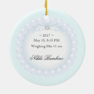 Cute Baby Boy Birth Announcement Pearls Ceramic Ornament