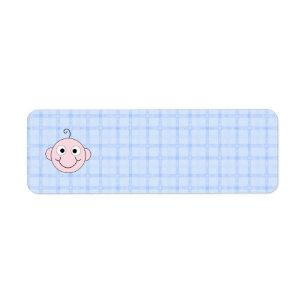 Cute Baby Boy. Blue Check Background. Return Address Label