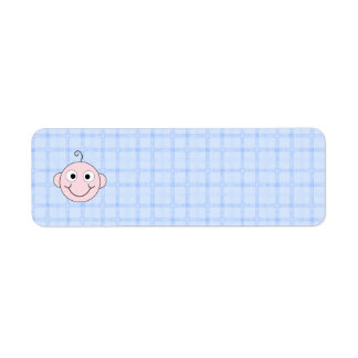 Cute Baby Boy. Blue Check Background. Return Address Label