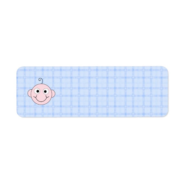 Cute Baby Boy. Blue Check Background. Return Address Label (Front)