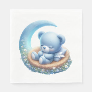 CUTE BABY BOY BLUE SLEEPING ON MOON NAPKIN