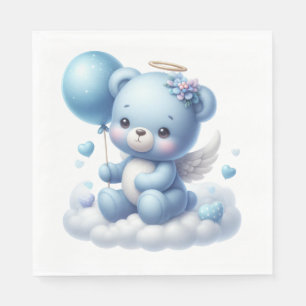 CUTE BABY BOY BLUE TEDDY BEAR WITH BALLOON NAPKIN