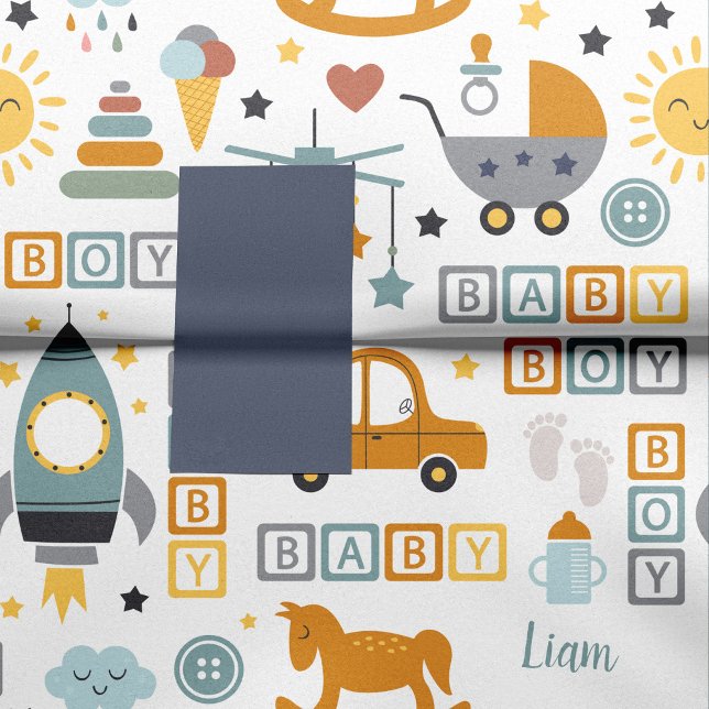 Cute Baby Boy Car and Toy Pattern with Name Tissue Paper (Creator Uploaded)