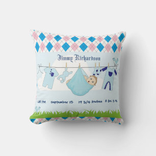 Cute Baby Boy Clothes Line Cushion