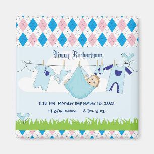 Cute Baby Boy Clothes Line Magnet