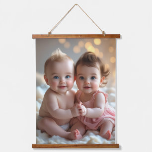 Cute Baby Boy & Girl Sharing a Sweet Moment Hanging Tapestry