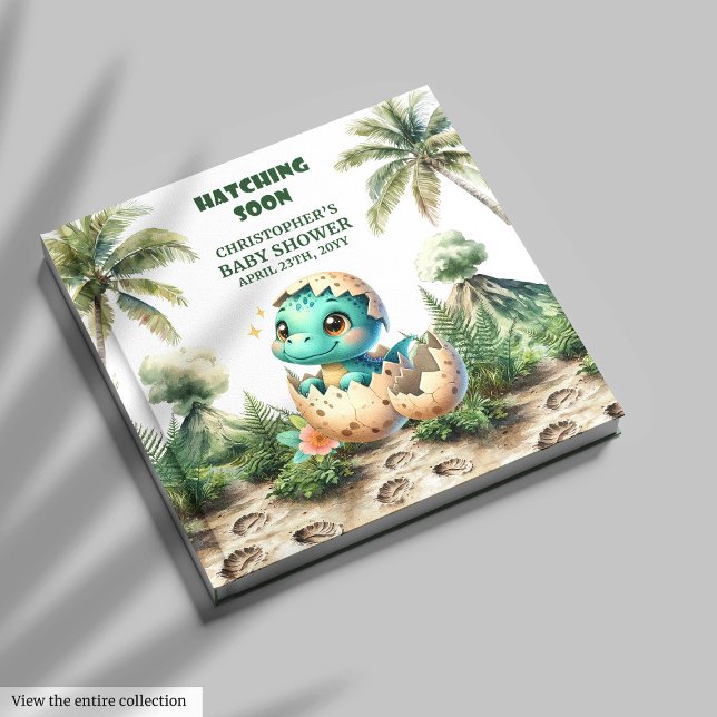 Cute Baby Boy Hatching Soon Dinosaur Memory  Guest Book (Cute Baby Boy Hatching Soon Dinosaur Memory Guest Book)