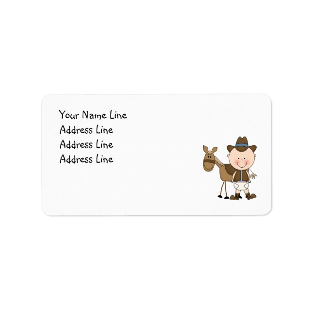 Cute Baby Boy & Horse Pony Custom Western Label (Front)