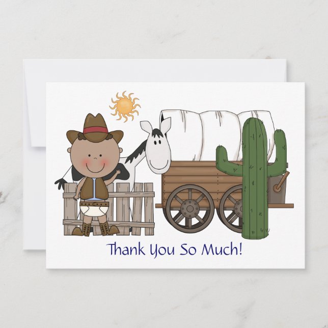 Cute Baby Boy Horse Pony Custom Western Thank You Card (Front)