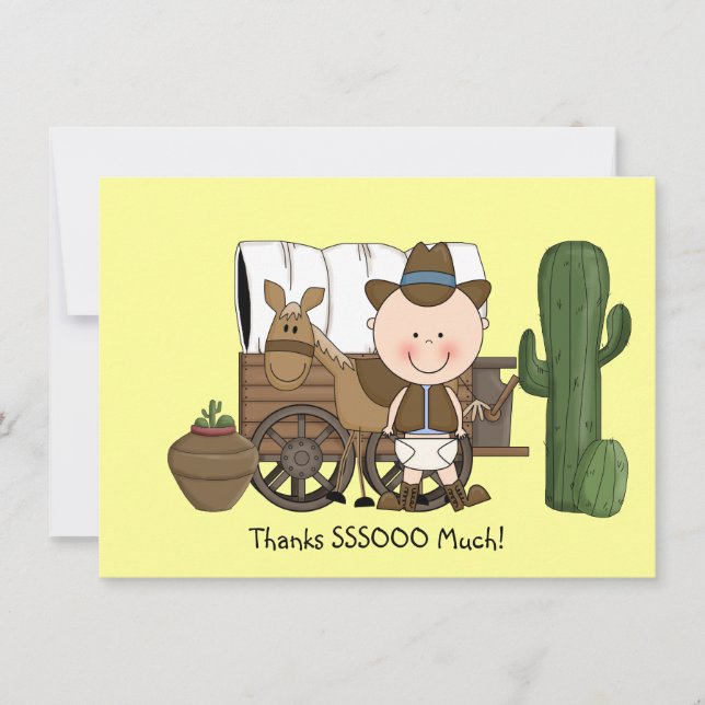 Cute Baby Boy Horse Pony Western Thank You (Front)