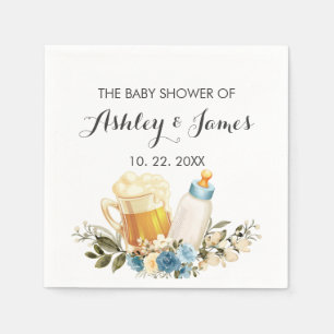 Cute Baby Boy is Brewing Blue Cheers Baby Shower Napkin