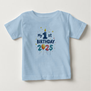 Cute Baby Boy My 1st Birthday Clothes 2025 Outfit T-Shirt