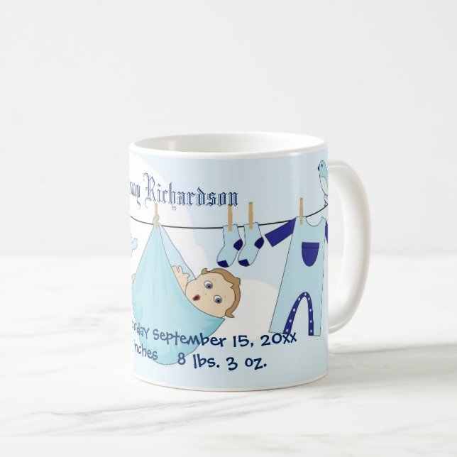 Cute Baby Boy on Clothes Line Coffee Mug (Front Right)