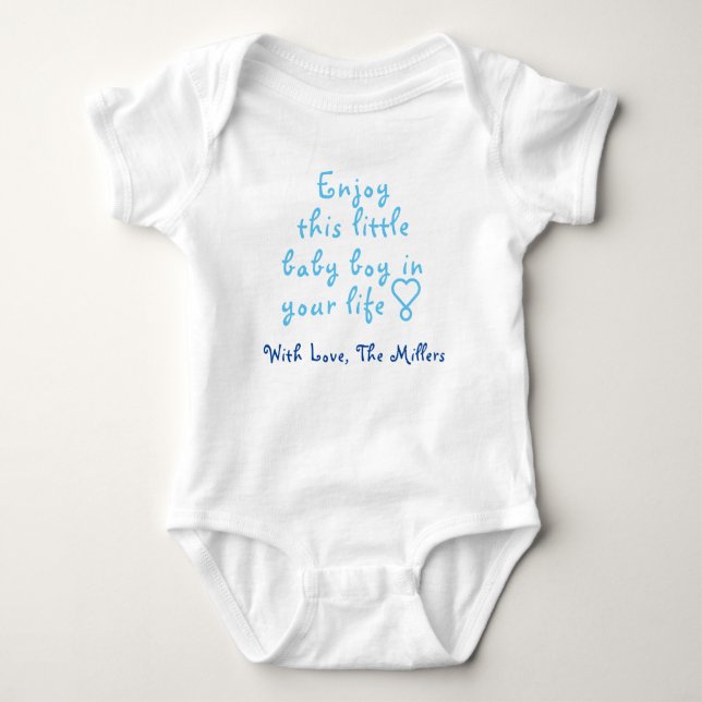 Cute Baby Boy One-Piece, Personalised Baby Gift, Bodysuit (Front)
