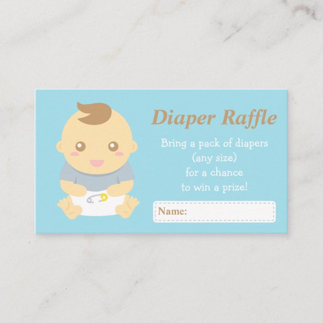 Cute Baby Boy Shower Grey Diaper Raffle Tickets Enclosure Card (Front)