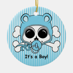 Cute Baby Boy Skull Ceramic Ornament
