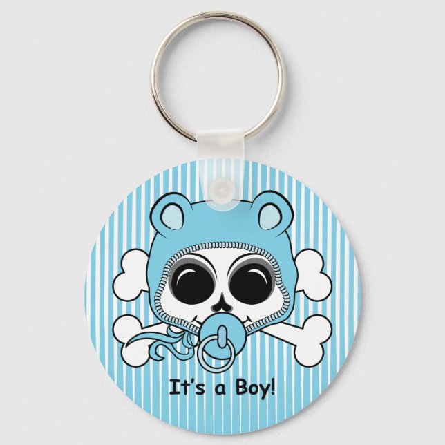 Cute Baby Boy Skull Key Ring (Front)