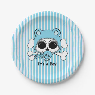 Cute Baby Boy Skull Paper Plate