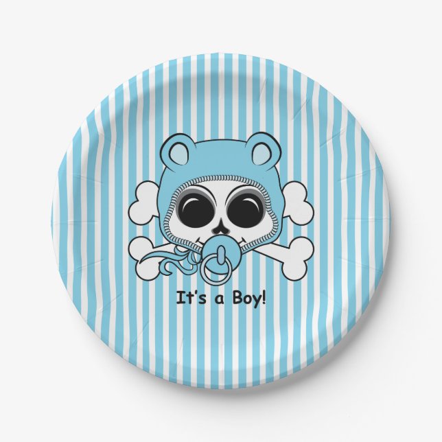 Cute Baby Boy Skull Paper Plate (Front)
