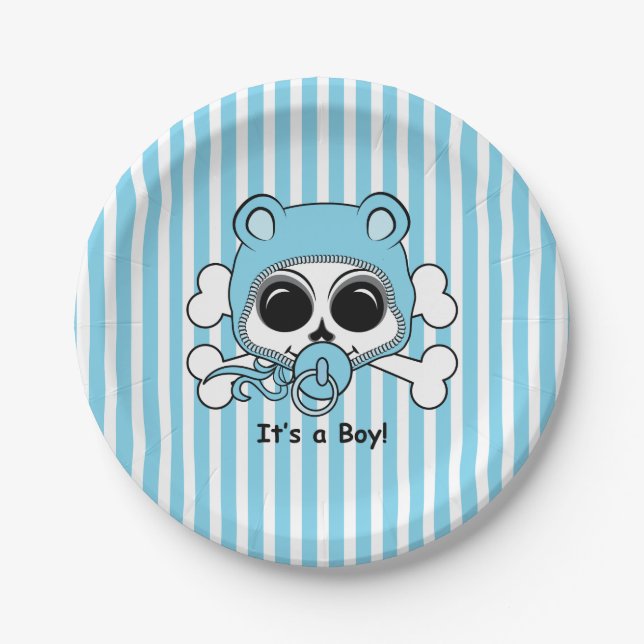 Cute Baby Boy Skull Paper Plate (Front)