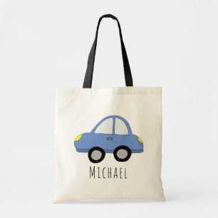 Cute Baby Boy's Car Vehicle and Name Tote Bag