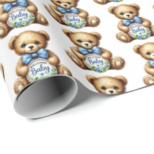Cute baby boys welcome baby  wrapping paper