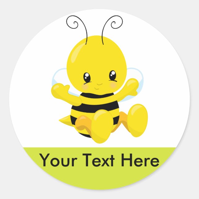 Cute Baby Bumble Bee Classic Round Sticker (Front)