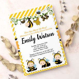 Cute Baby Bumble Bee Honey Bee Baby Shower Invitation