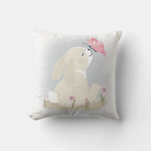 Cute baby Bunny and butterfly. Cushion