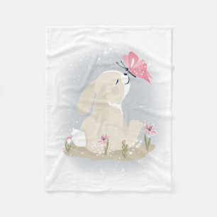 Cute baby Bunny and butterfly. Fleece Blanket