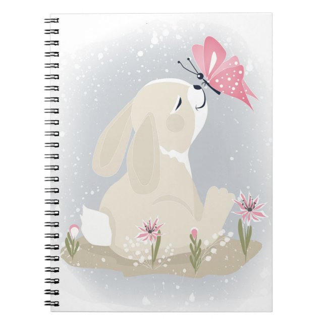 Cute baby Bunny and butterfly. Notebook (Front)