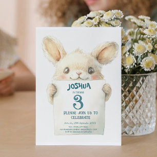Cute Baby Bunny and Sign Kids birthday Party  Invitation