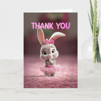 Cute Baby Bunny Girl in Pink Tutu Thank You Card