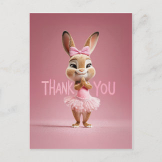 Cute Baby Bunny Girl in Pink Tutu Thank You Postcard